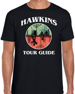 Bellatio Decorations Stranger Halloween verkleed shirt hawkins tour guide zwart voor heren 2XL - Feestshirts