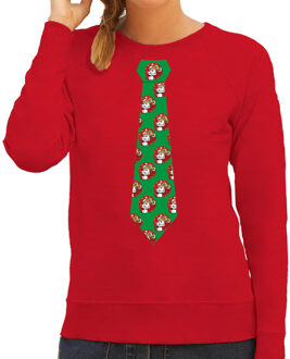 Bellatio Decorations Stropdas Kersttrui/kerst sweater kerstman met bier rood voor dames Zwart
