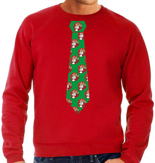 Bellatio Decorations Stropdas Kersttrui/kerst sweater kerstman met bier rood voor heren XL - kerst truien