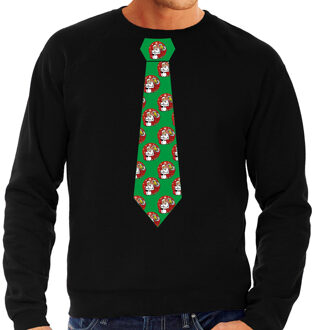 Bellatio Decorations Stropdas Kersttrui/kerst sweater kerstman met bier zwart voor heren M - kerst truien
