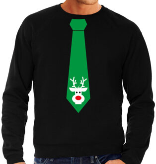 Bellatio Decorations Stropdas Kersttrui/kerst sweater rendier zwart voor heren 2XL - kerst truien