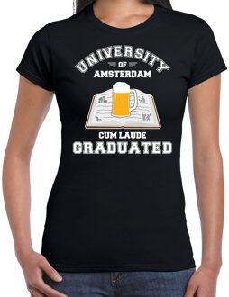 Bellatio Decorations Studenten carnaval t-shirt zwart university of Amsterdam voor dames