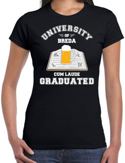 Bellatio Decorations Studenten carnaval t-shirt zwart university of Breda voor dames XS