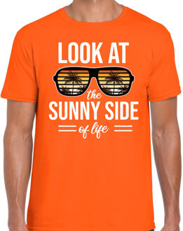 Bellatio Decorations Sunny side feest t-shirt / shirt Look at the sunny side of life voor heren - oranje - Beach party outfit / kleding/ verkleedkleding/ carnaval shirt 2XL