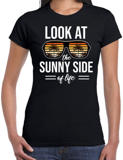 Bellatio Decorations Sunny side feest t-shirt / shirt look at the sunny side of life zwart voor dames