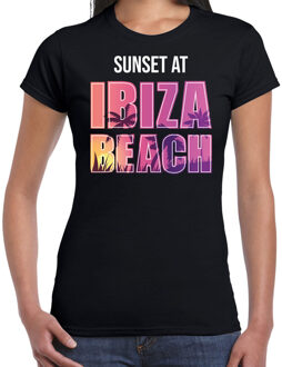 Bellatio Decorations Sunset at Ibiza Beach t-shirt / shirt voor dames - zwart - Beach party outfit / kleding/ verkleedkleding/ carnaval shirt 2XL