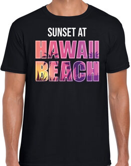 Bellatio Decorations Sunset beach t-shirt / shirt Sunset at Hawaii Beach voor heren - zwart - Beach party outfit / kleding/ verkleedkleding/ carnaval shirt 2XL