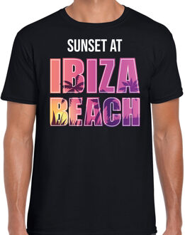 Bellatio Decorations Sunset beach t-shirt / shirt Sunset at Ibiza Beach voor heren - zwart - Beach party outfit / kleding/ verkleedkleding/ carnaval shirt 2XL