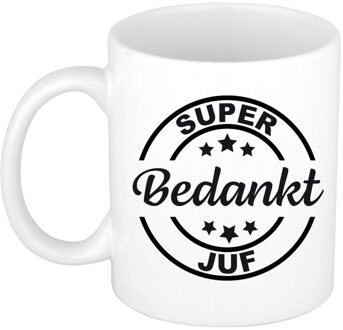 Bellatio Decorations Super bedankt juf cadeau mok/beker wit 300 ml - feest mokken