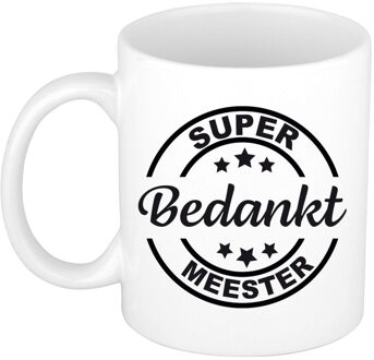 Bellatio Decorations Super bedankt meester cadeau mok/beker wit 300 ml - feest mokken