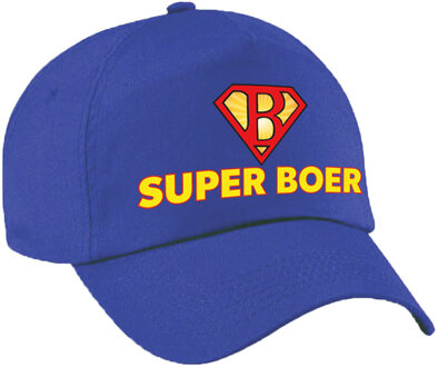 Bellatio Decorations Super boer Achterhoek pet / cap blauw voor volwassenen - Verkleedhoofddeksels