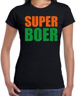 Bellatio Decorations Super boer fun tekst t-shirt zwart dames