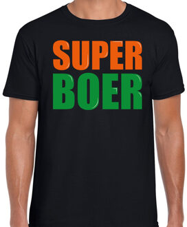 Bellatio Decorations Super boer fun tekst t-shirt zwart heren