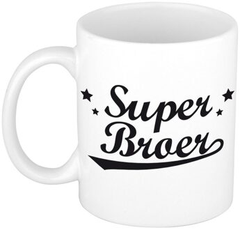 Bellatio Decorations Super broer cadeau mok / beker sterren 300 ml Wit