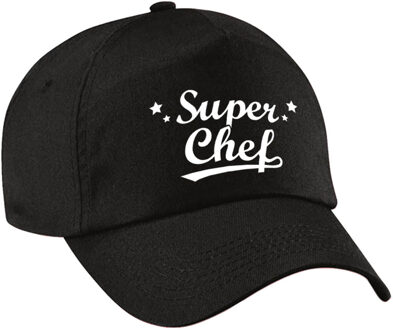 Bellatio Decorations Super chef pet /cap zwart voor volwassenen - chef / baas cadeau - Verkleedhoofddeksels