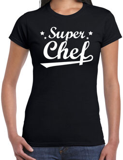 Bellatio Decorations Super chef t-shirt zwart dames - beroepen shirt 2XL