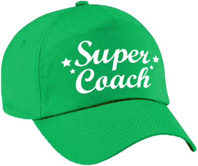 Bellatio Decorations Super coach cadeau pet / baseball cap groen voor dames en heren - kado voor een coach