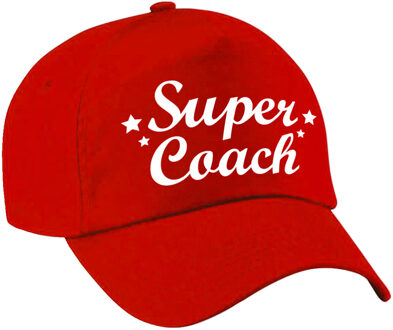 Bellatio Decorations Super coach cadeau pet / baseball cap rood voor dames en heren - kado voor een coach