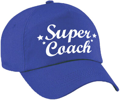 Bellatio Decorations Super coach - cadeau petje - baseballcap - blauw - voor volwassenen - sport outfit