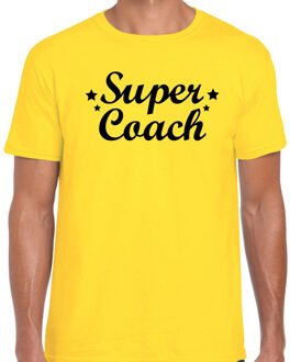 Bellatio Decorations Super coach cadeau t-shirt geel heren 2XL