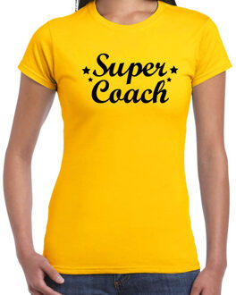 Bellatio Decorations Super coach cadeau t-shirt geel voor dames 2XL