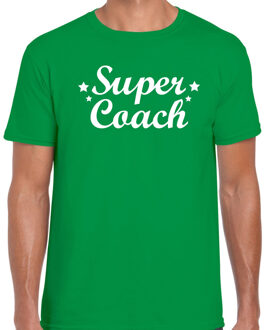 Bellatio Decorations Super coach cadeau t-shirt groen heren 2XL