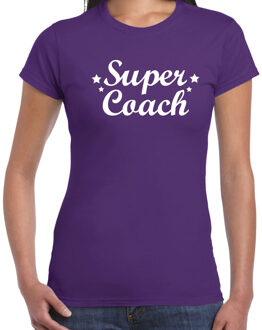 Bellatio Decorations Super coach cadeau t-shirt paars voor dames XS