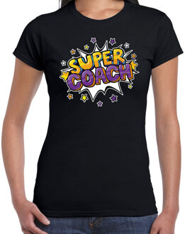 Bellatio Decorations Super coach cadeau t-shirt zwart voor dames 2XL