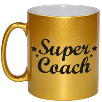 Bellatio Decorations Super coach gouden mok / beker 330 ml - feest mokken Goudkleurig