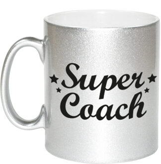 Bellatio Decorations Super coach zilveren mok / beker 330 ml - feest mokken Zilverkleurig