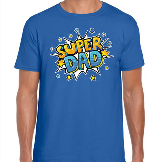 Bellatio Decorations Super dad cadeau t-shirt voor papa blauw voor heren 2XL