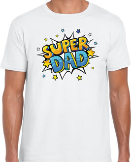 Bellatio Decorations Super dad cadeau t-shirt voor papa wit voor heren 2XL