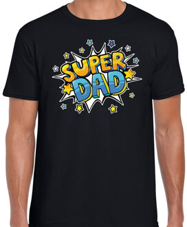 Bellatio Decorations Super dad cadeau t-shirt voor papa zwart voor heren 2XL