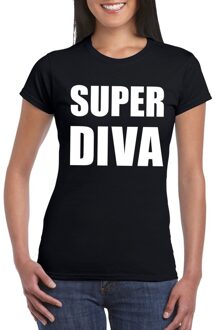 Bellatio Decorations Super diva tekst t-shirt zwart dames