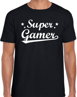 Bellatio Decorations Super gamer t-shirt zwart heren - beroepen shirt 2XL