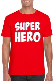 Bellatio Decorations Super hero tekst t-shirt rood heren 2XL