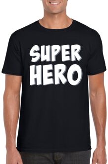 Bellatio Decorations Super hero tekst t-shirt zwart heren 2XL