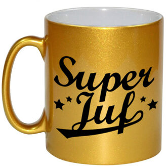 Bellatio Decorations Super juf bedankt gouden mok / beker 330 ml