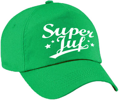 Bellatio Decorations Super juf cadeau pet / baseball cap groen voor dames - bedankt kado voor een juf / leerkracht