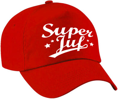 Bellatio Decorations Super juf cadeau pet / baseball cap rood voor dames - bedankt kado voor een juf / leerkracht