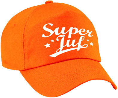 Bellatio Decorations Super juf cadeau petje - baseballcap - oranje - voor dames - bedankt - voor school leerkracht