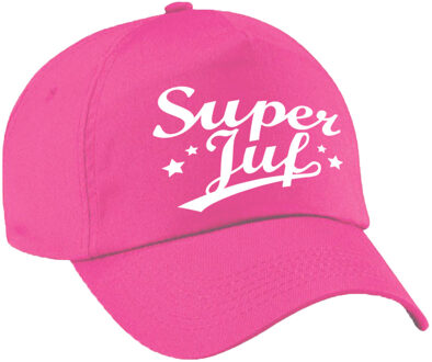 Bellatio Decorations Super juf cadeau petje - baseballcap - roze - voor dames - bedankt - voor school leerkracht