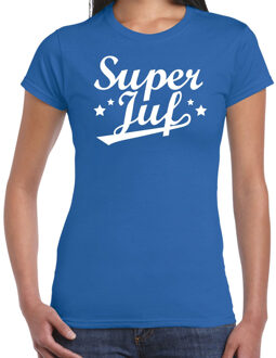 Bellatio Decorations Super juf cadeau t-shirt blauw voor dames L