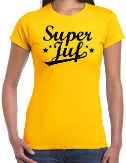 Bellatio Decorations Super juf cadeau t-shirt geel voor dames 2XL