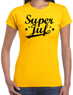 Bellatio Decorations Super juf cadeau t-shirt geel voor dames L