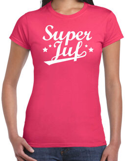 Bellatio Decorations Super juf cadeau t-shirt roze voor dames 2XL