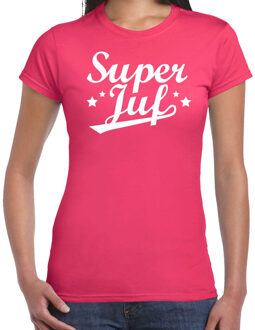 Bellatio Decorations Super juf cadeau t-shirt roze voor dames