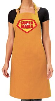 Bellatio Decorations Super mama barbeque schort / keukenschort oker geel dames