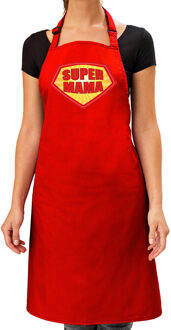 Bellatio Decorations Super mama barbeque schort / keukenschort rood dames