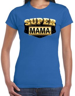 Bellatio Decorations Super mama cadeau t-shirt blauw voor dames 2XL